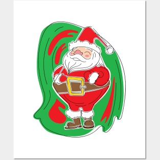 Abstract print art style Santa Posters and Art